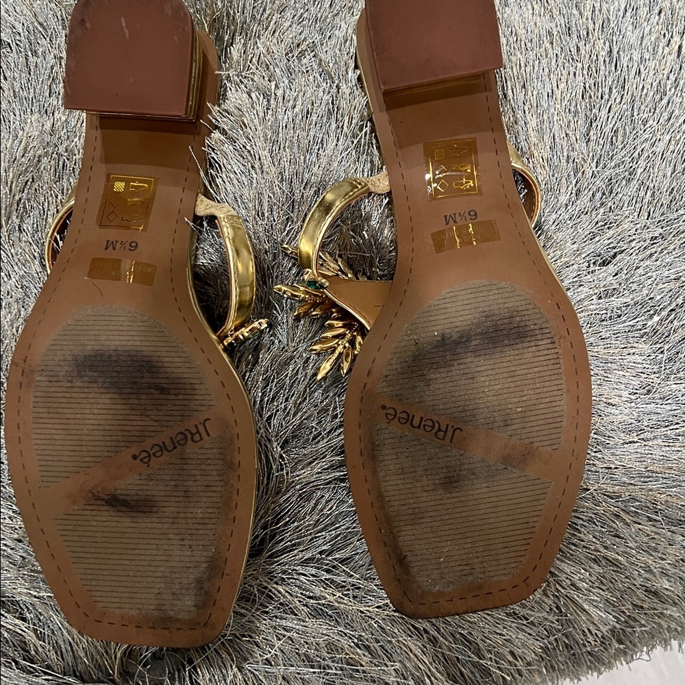 J.Renee Gold Sandals with Palm Tree Design - Picture 3 of 4